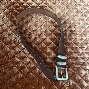 Vintage leather belt with silver hardware